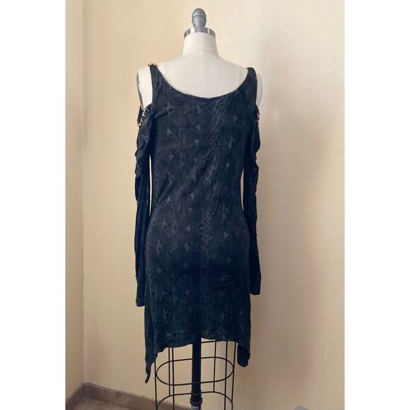 Coogi Women's Dress Size M Black Snake Skin Print Gold Chain Cold Shoulder - Picture 6 of 7